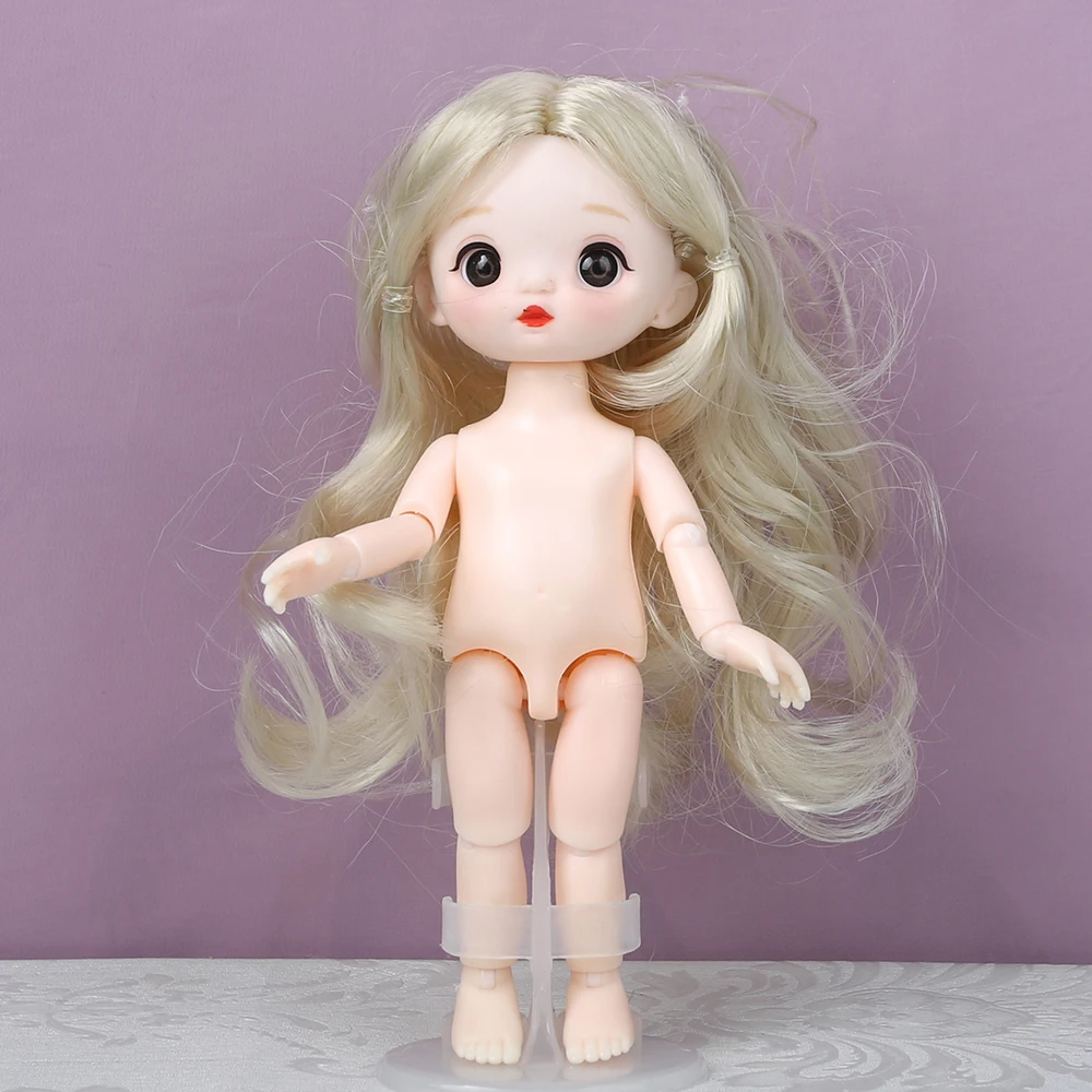 Mini girl cute face 16cm Bjd 1/12 Short Boy Hair Sleeping Pig Naked Body Dress Up Fashion Dolls for Girls Gift DIY Toys