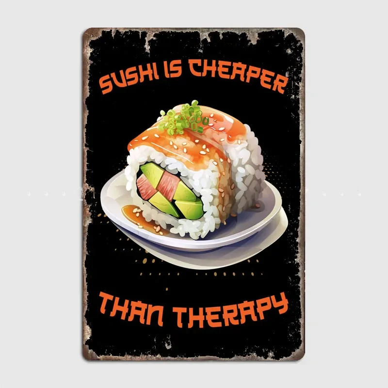 Sushi Roll Cheaper High Quality Metal Plaque With Modern Aesthetic Art For Room And Bar Decor，Vintage Wall Decor Craft Gift