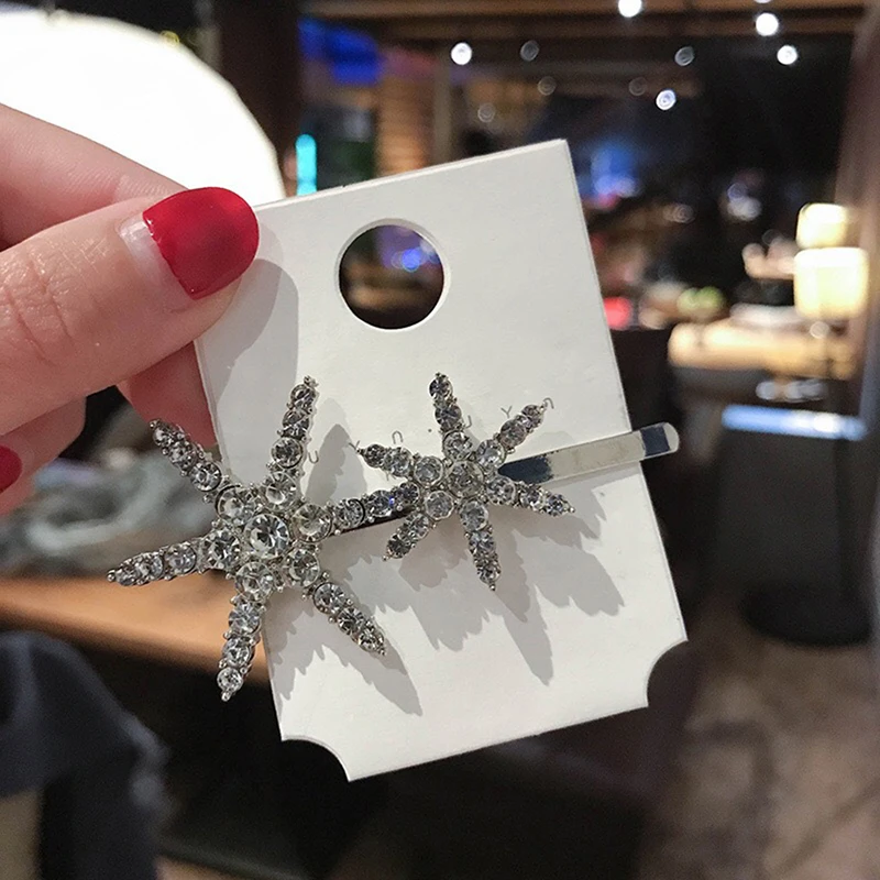 1 قطعة مشبك شعر على شكل نجمة حجر الراين مشبك الشعر المعدني مشبك شعر s باريت دبوس الشعر مجوهرات إكسسوارات الشعر للنساء فتاة التصميم