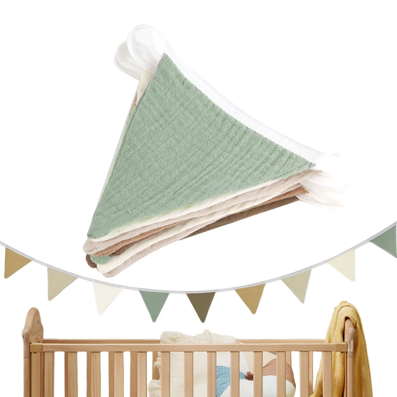 Fabric flag 2.6 meters 10 double triangular flag ribbon garlands baby room decoration, girls' daycare double-sided fabric fla
