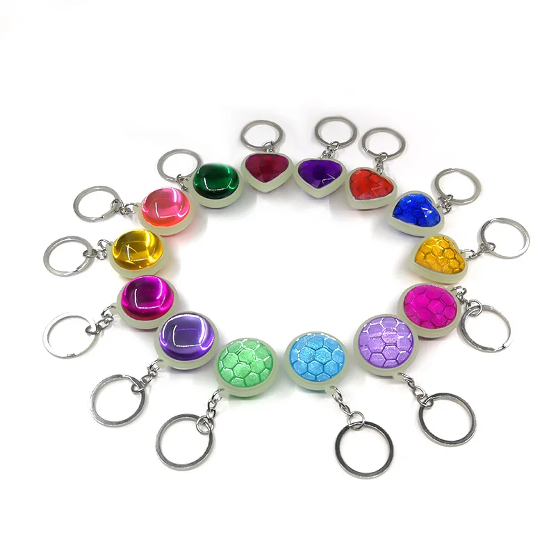 50PCS Keychain Rhinestone Luminous Heart Circle Keyring Fashion Women Men Jewelry Car Key Accessories Friend Key Accessories