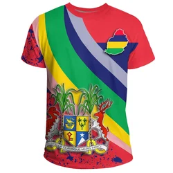 African Mauritius Pattern T-shirt For Men Clothes Fashion Street Crew Neck Short Sleeve 3D Printed Tees Summer Loose T Shirts