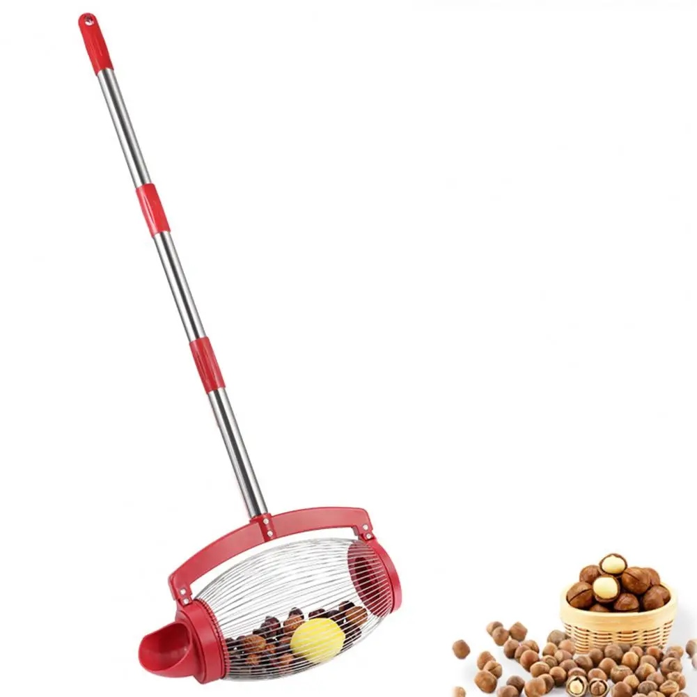 Hand Grip Balls Nut Collector Hanging Extended Handle Large Rolling Walnuts Picker with Storage Bag Garden Walnut Collector