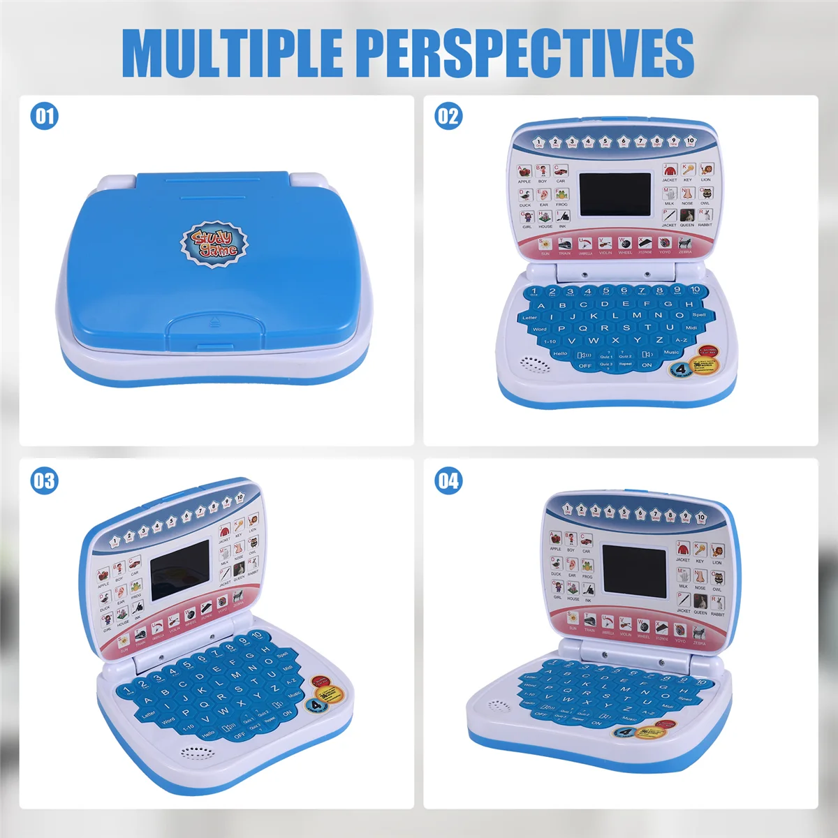 【قطرة السعر】آلة تعلم الكمبيوتر المحمول للأطفال ألعاب تعليم اللغة الإلكترونية لمرحلة ما قبل المدرسة هدية للأطفال الصغار باللون الأزرق