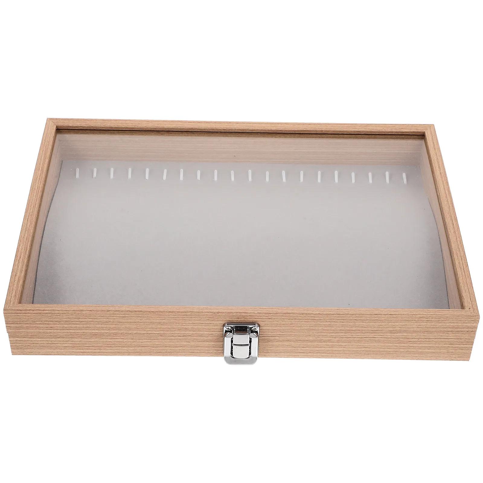 

Wooden Jewelry Case with Clear Lid Multi Section Organizer for Earrings Ear Studs Necklaces Rings Bracelets Storage Display