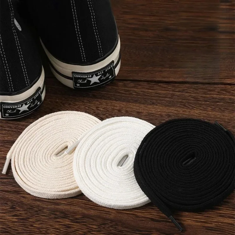 1 Pair Black White Shoe Laces Flat Double Woven Anti-slip Polyester Shoelaces Sports Casual White Shoes Classic Shoelace