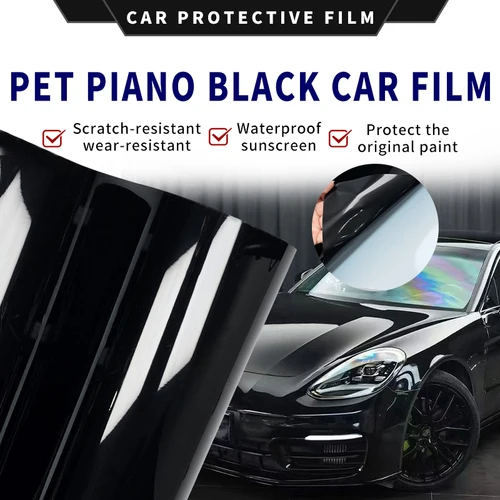 PET Piano negro brillante película de vinilo autoadhesiva negro brillante pegatina de vinilo sin burbujas ventana de vehículo espejo embellecedor