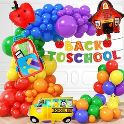 Welcome Back to School Balloon Arch Kit with Banner School Bus Backpack Apple Rainbow Balloons Kindergarten First Day of School