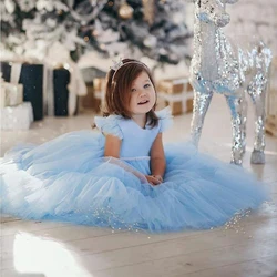 Summer Lace Birthday Girl Dress for Party and Wedding Gown Kids Bow Princess Evening Girl Dresses Formal Bridesmaid Prom Costume