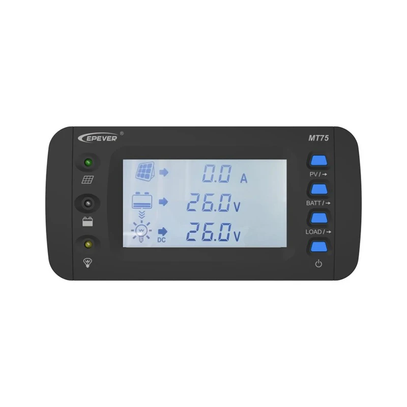 EPEVER MT75 Remote Meter Can Monitor the EPEVER Solar Charge Controller and Inverter on one screen simultaneously