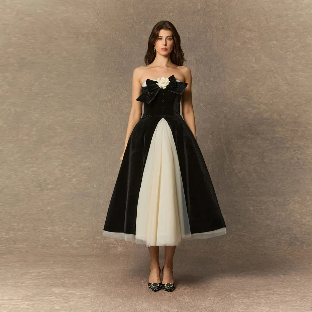 Maßgeschneiderte Vintage ärmellose Damen-Abendkleider, elegante A-Linien-Abschlussballkleider mit Schleife, Partykleider für Hochzeiten, für Hochzeitsgäste