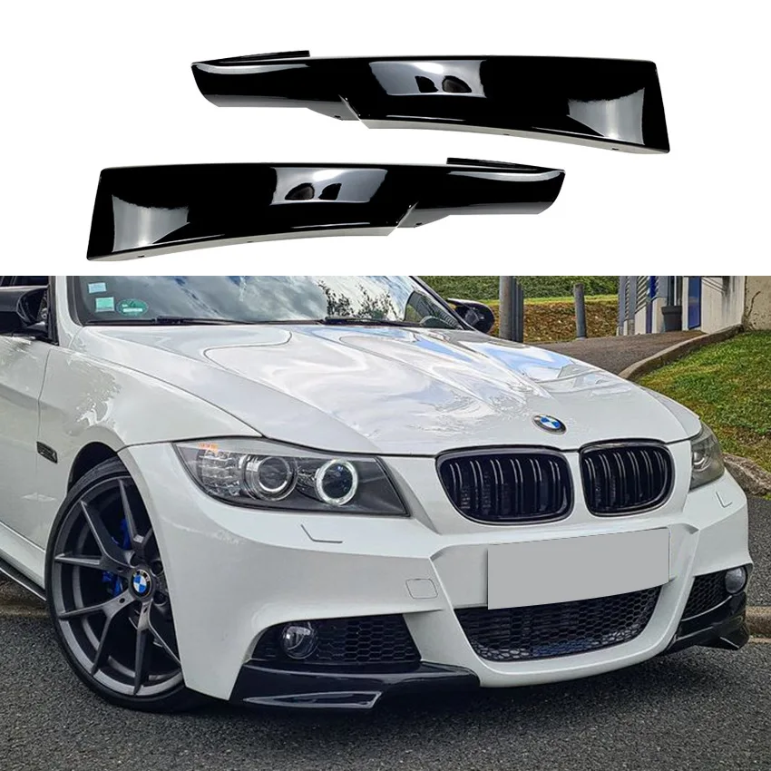 

For BMW 3 Series E90 E91 LCI M Sport 2009-2012 Pair Front Bumper Splitters Lip Car Diffuser Splitter Spoiler Body Kit Cover