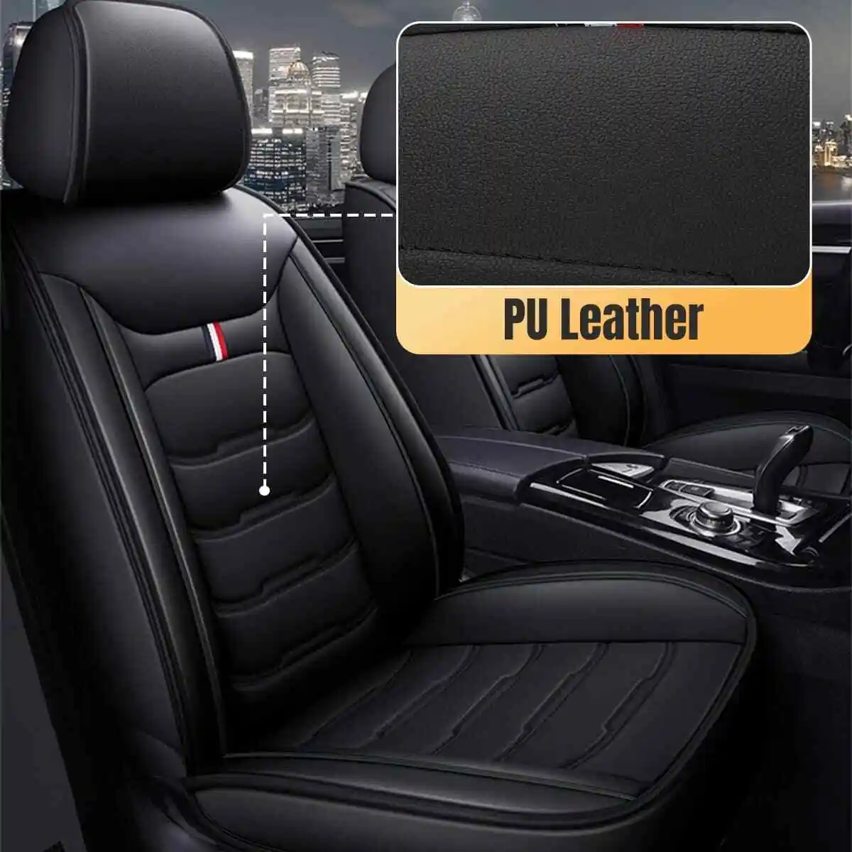 مجموعة السيارة غطاء مقعد السيارة بولي Leather الجلود واحدة الجبهة سبليت الغطاء الواقي جميع المواسم يناسب معظم السيارات SUV اكسسوارات السيارات