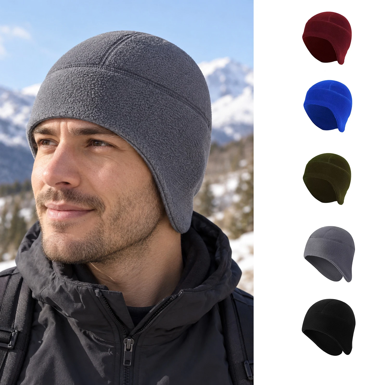Cycling Cap Ear Warmer Hat Warm Windproof Adjustable Foldable Autumn Winter Hat Outdoor Sports for Cycling Skiing Running Hiking