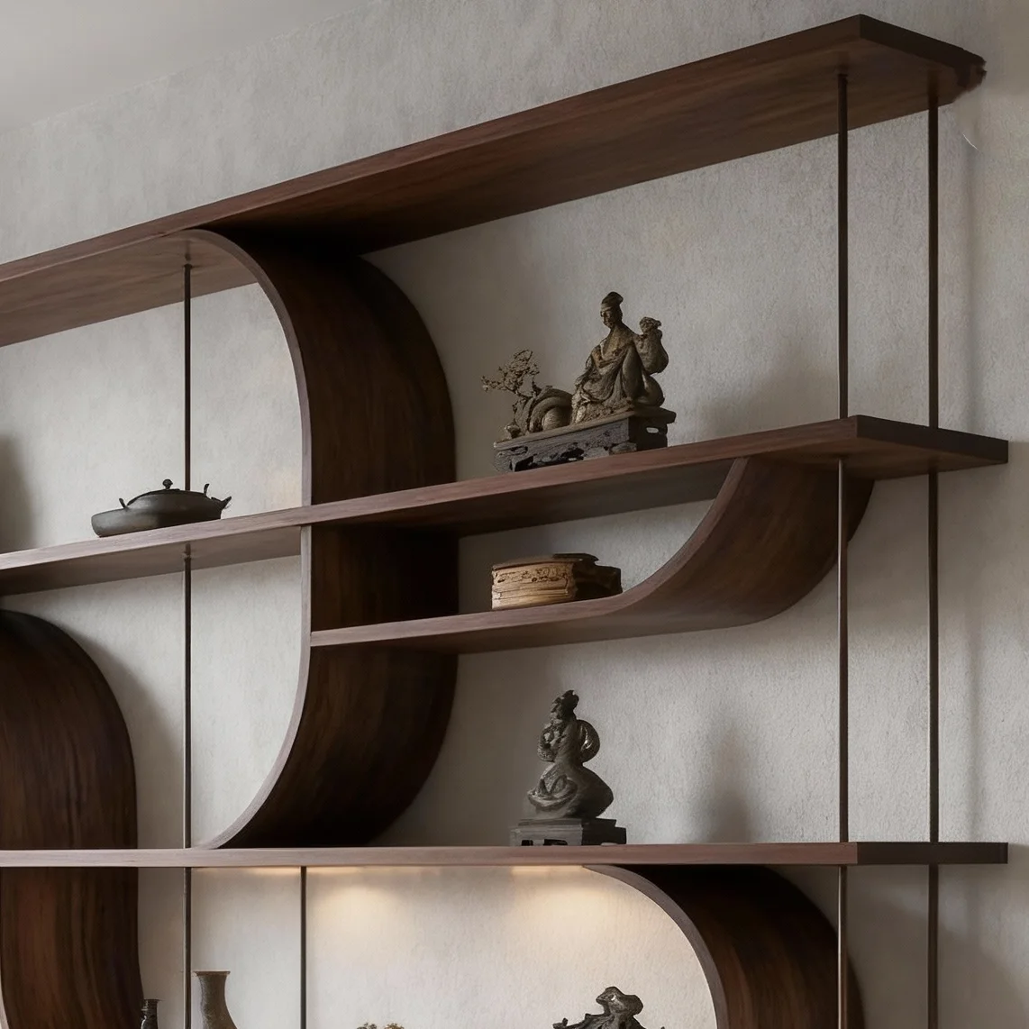 Song-style office ash wood black walnut bogu shelf study hotel bed and breakfast high-end custom floor cabinet