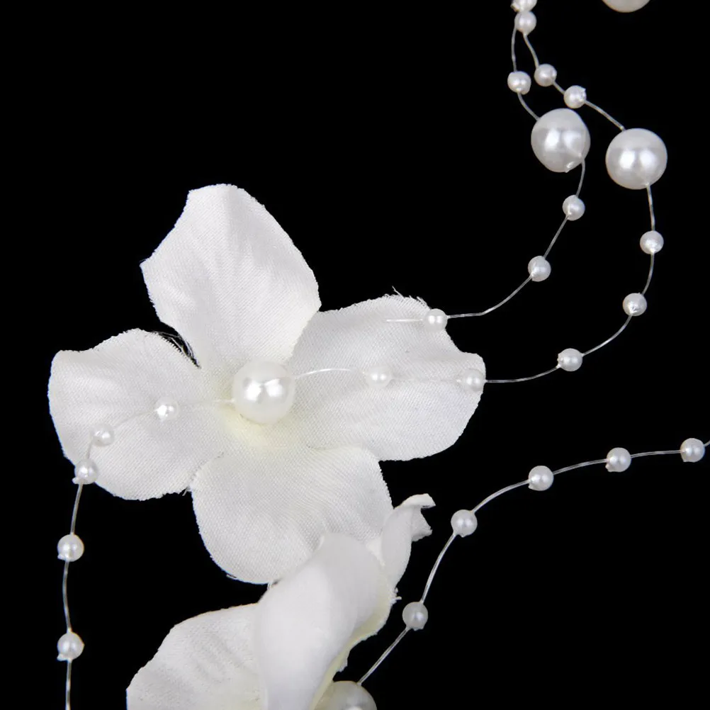 Elegant White Pearl Fabric Flower Hair Clip Wedding Bridal Hair Accessory Party Dance Headpiece Pearl Fabric Headband