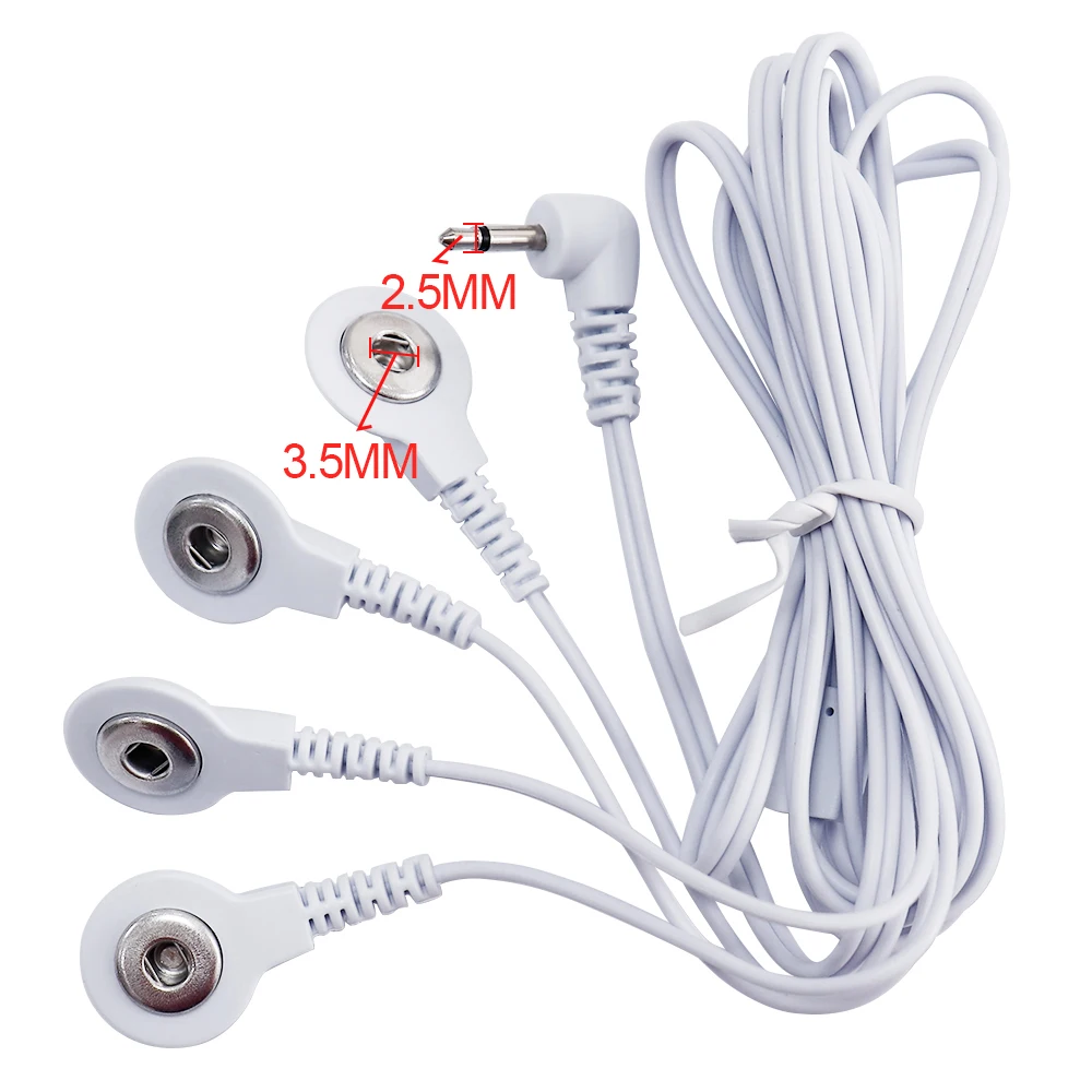 3.5mm Button Tens EMS Massager Electrode Wires 2 Way 4 Way Cables Connection Electrode Pads Massager for TENS Unit Lead Wire