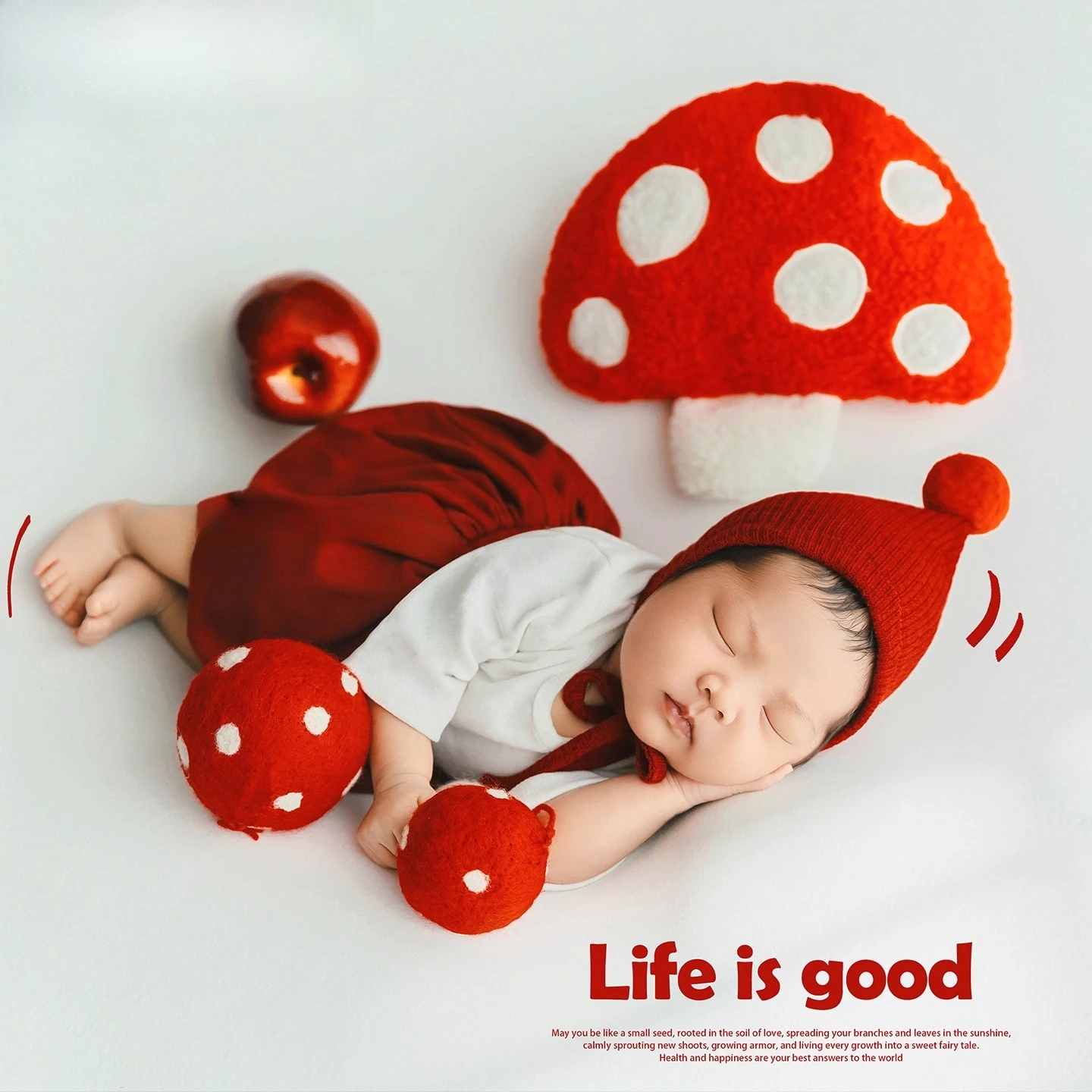 Newborn Photography Props Baby Girl Mushroom Theme Set Outfit with Hat Clothing for Studio Girls Photoshoot Accessories Prop