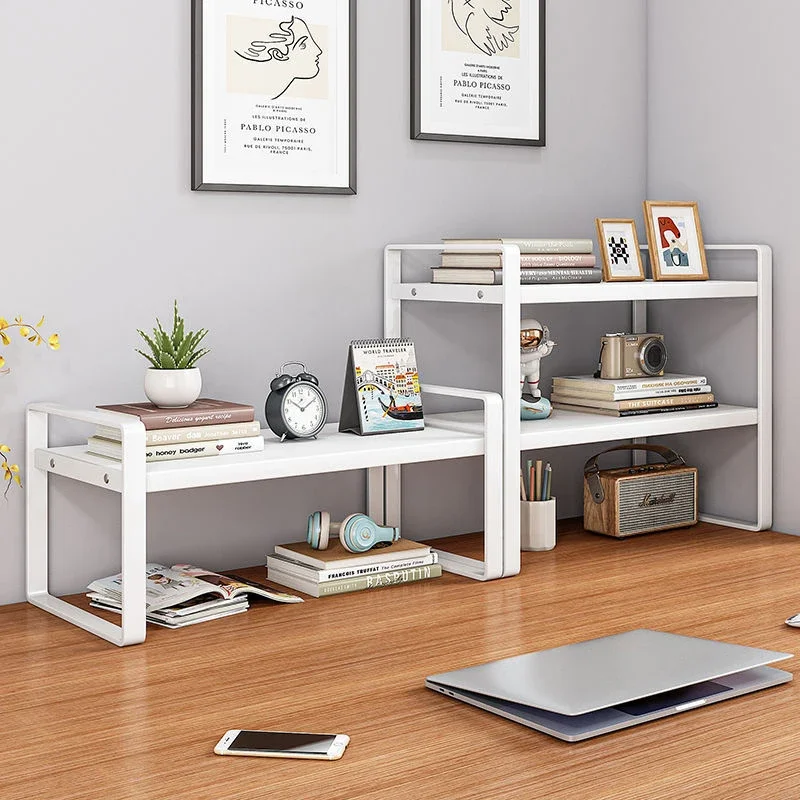 54cm Height Standing Type Student Desk with Desktop Storage Three Layer Bookshelf Office Computer Desk Layered Cabinet Rack