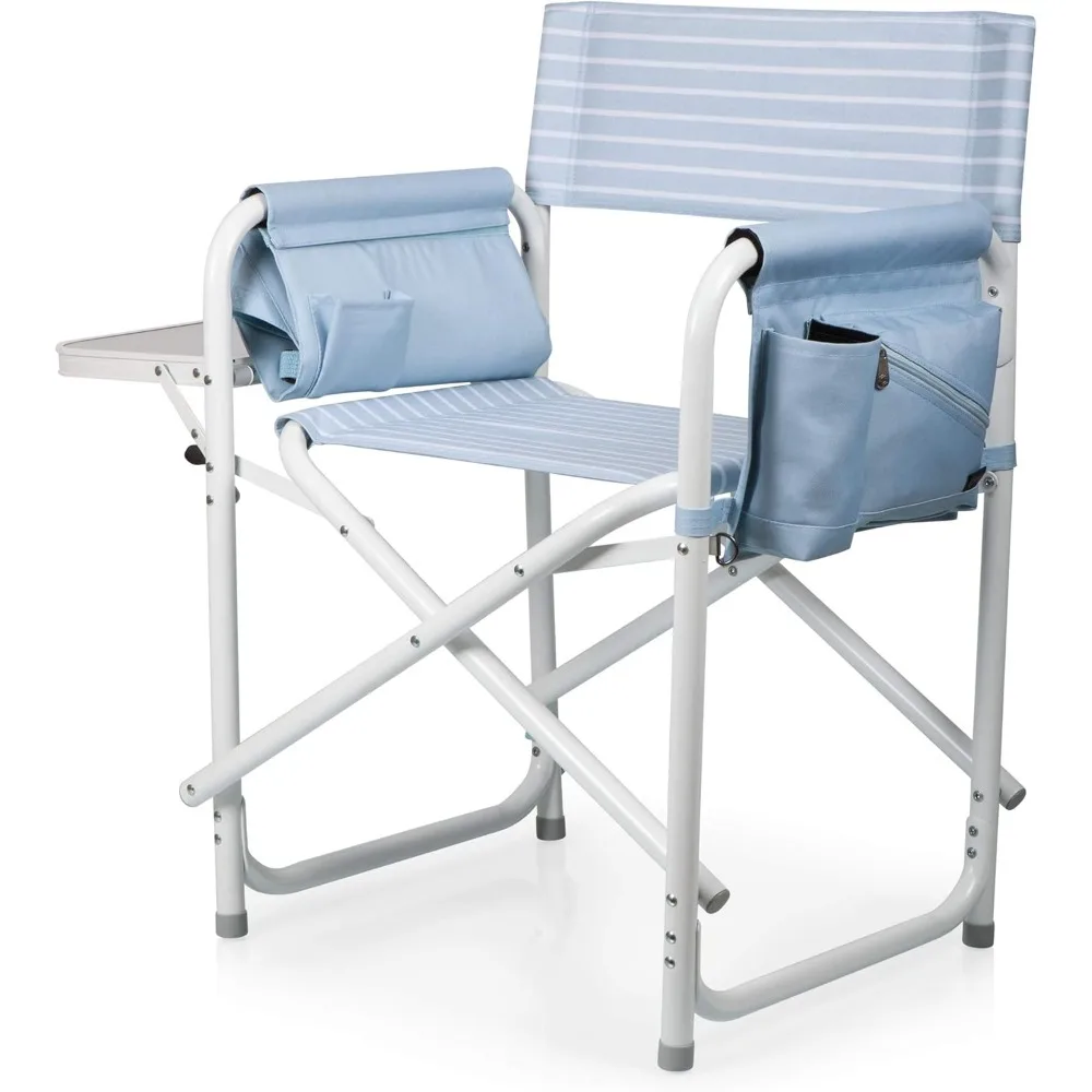 Outdoor Directors Chair with Side Table, Beach Chair for Adults, Camping Chair with Table