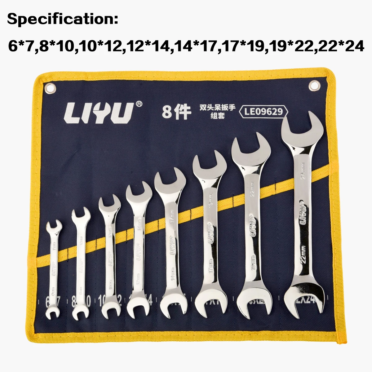 

Double Open End Wrench Set, Mirror Polished Stubby Spanner Set, Metric 6-24mm, Automotive & Home Repair Tools