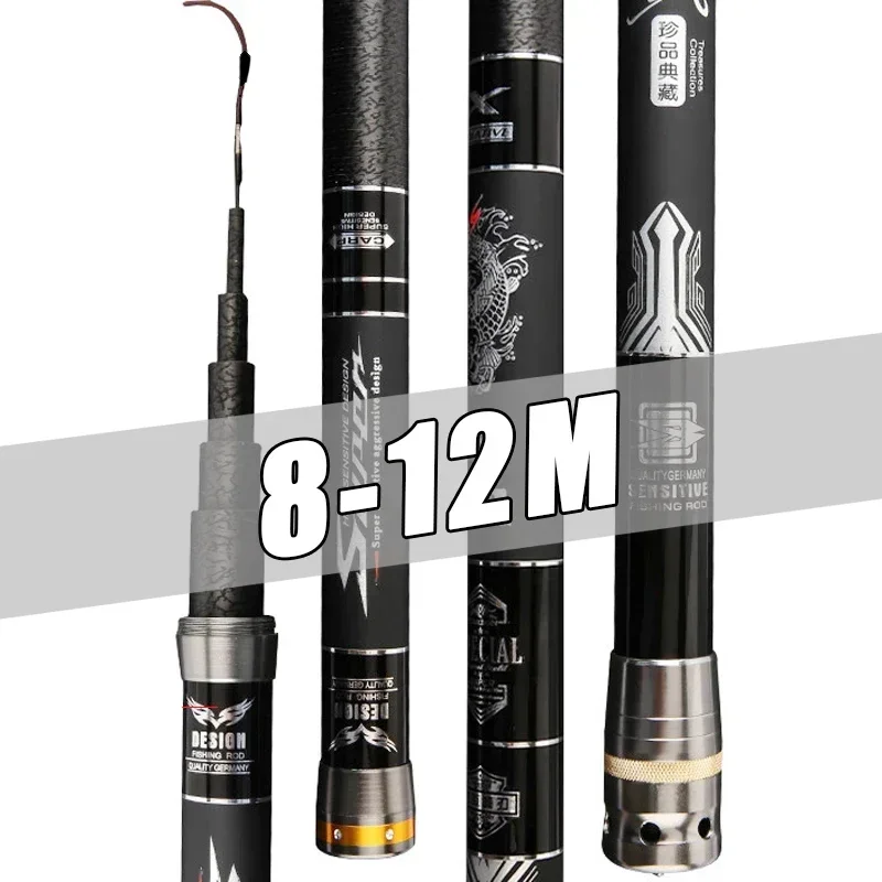 

8M 9M 10M 11M 12M 13M High Quality Carbon Fishing Rod Telescopic Superhard Pole Ultralight Long Section Pole Fishing Rod 2022New