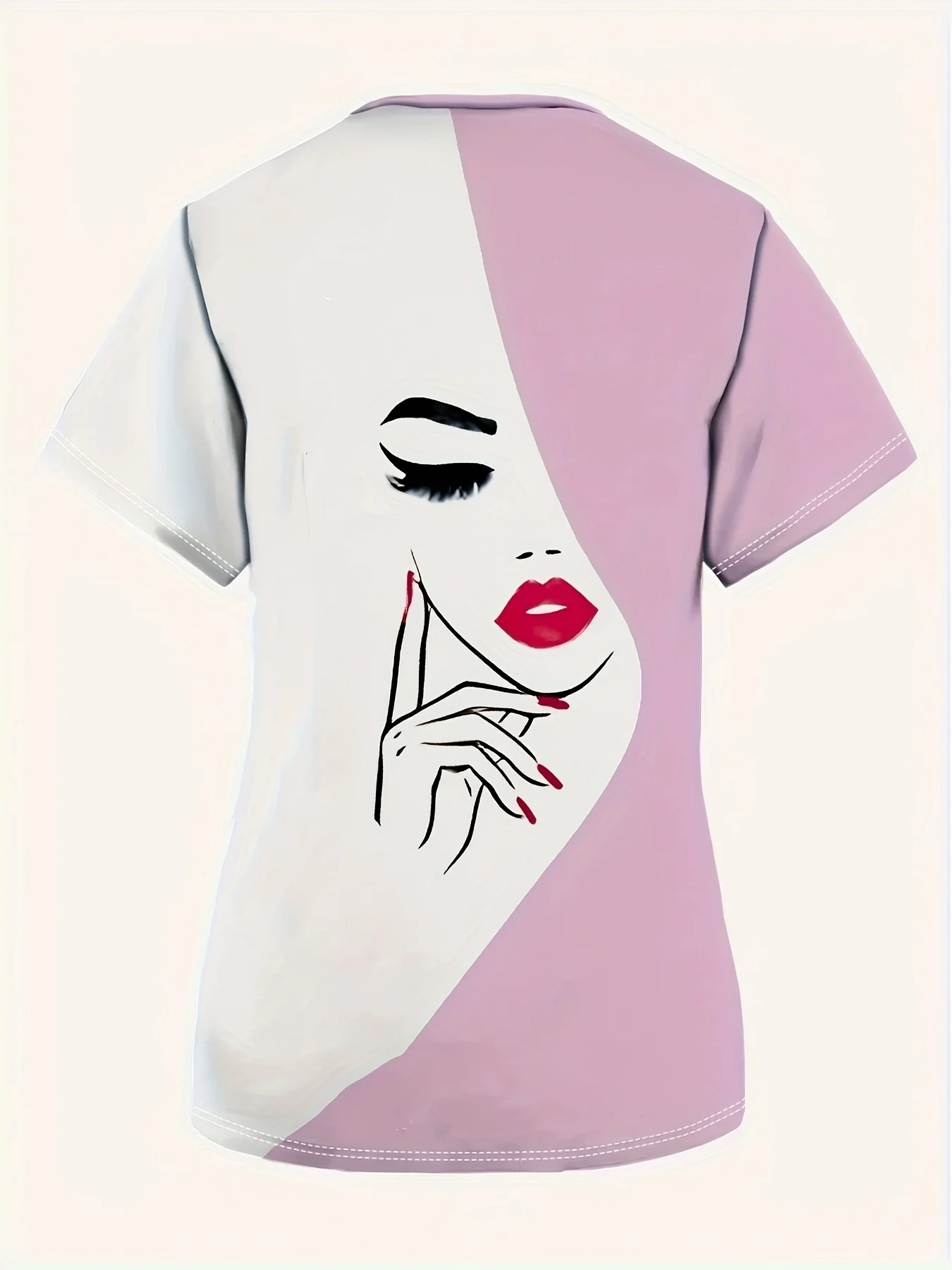 女性のエレガントな V ネック トップ、スタイリッシュな女性のポートレート デザイン - 半袖ナース ユニフォーム、快適でカジュアル、ポケット付き