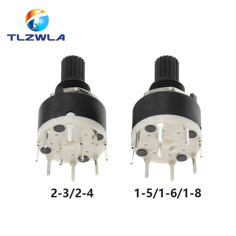 1PCS SR16 Plastic 16MM Rotary Band switch 2 Pole 3 4 position 1 Pole 5 6 8 Position Handle Length 15MM Axis band switch