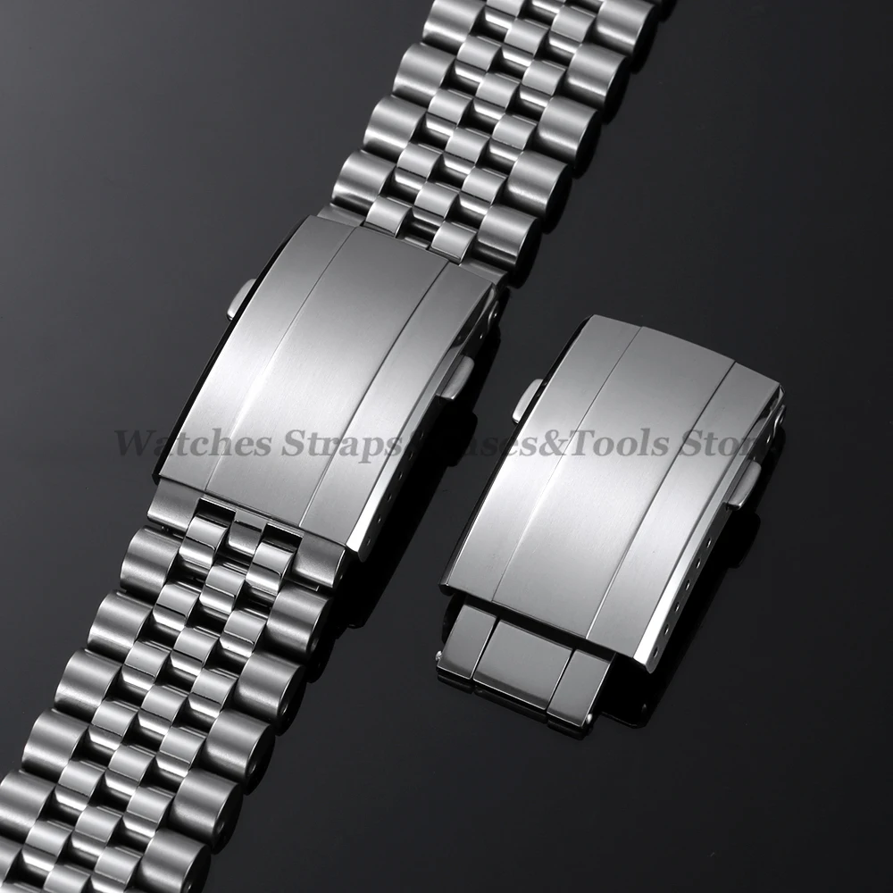 New Solid Stainless Steel Watch Buckle 18mm 20mm for Seiko Folding Safety Button Double Push Deployant Watch Replacement Clasps