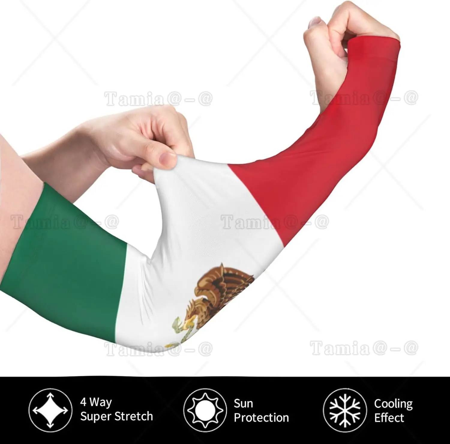 Flag of Mexico Cooling Arm Sleeve Compression Arm Sleeves Outdoor Sports UV Sun Protection for Women Men