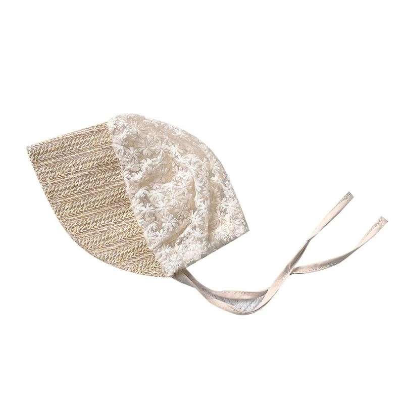 D0JC Toddler Girl Lace Hat Sun-Cap Skin-Friendly Mesh Lace Bonnet Sun Cap