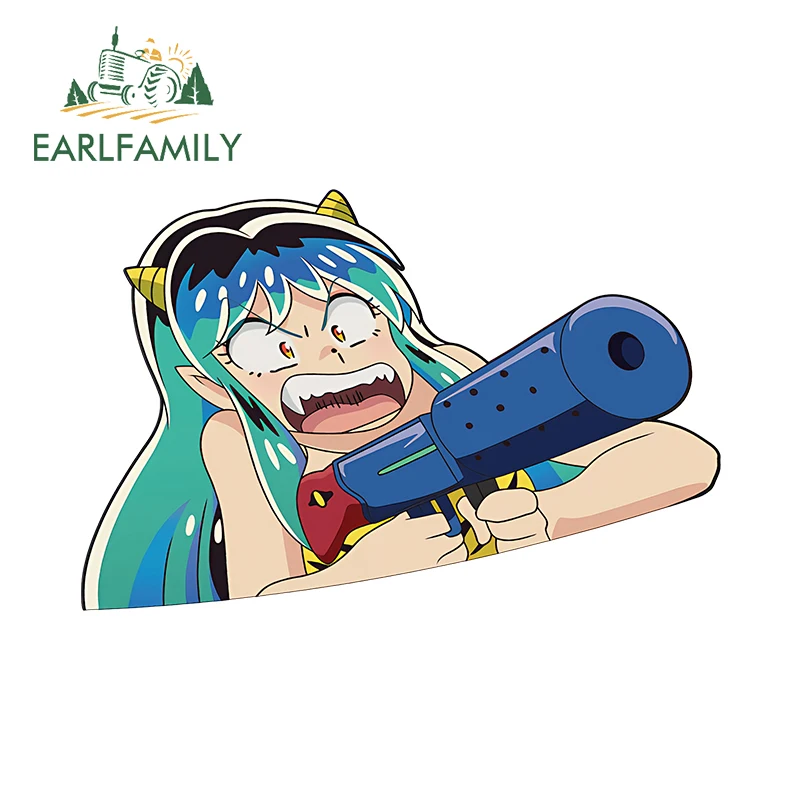 

EARLFAMILY 13 см x 8,6 см Lamu Gun Peek автомобильная наклейка Chibi с открытым ртом Kawaii наклейка личность JDM графика автомобильные аксессуары