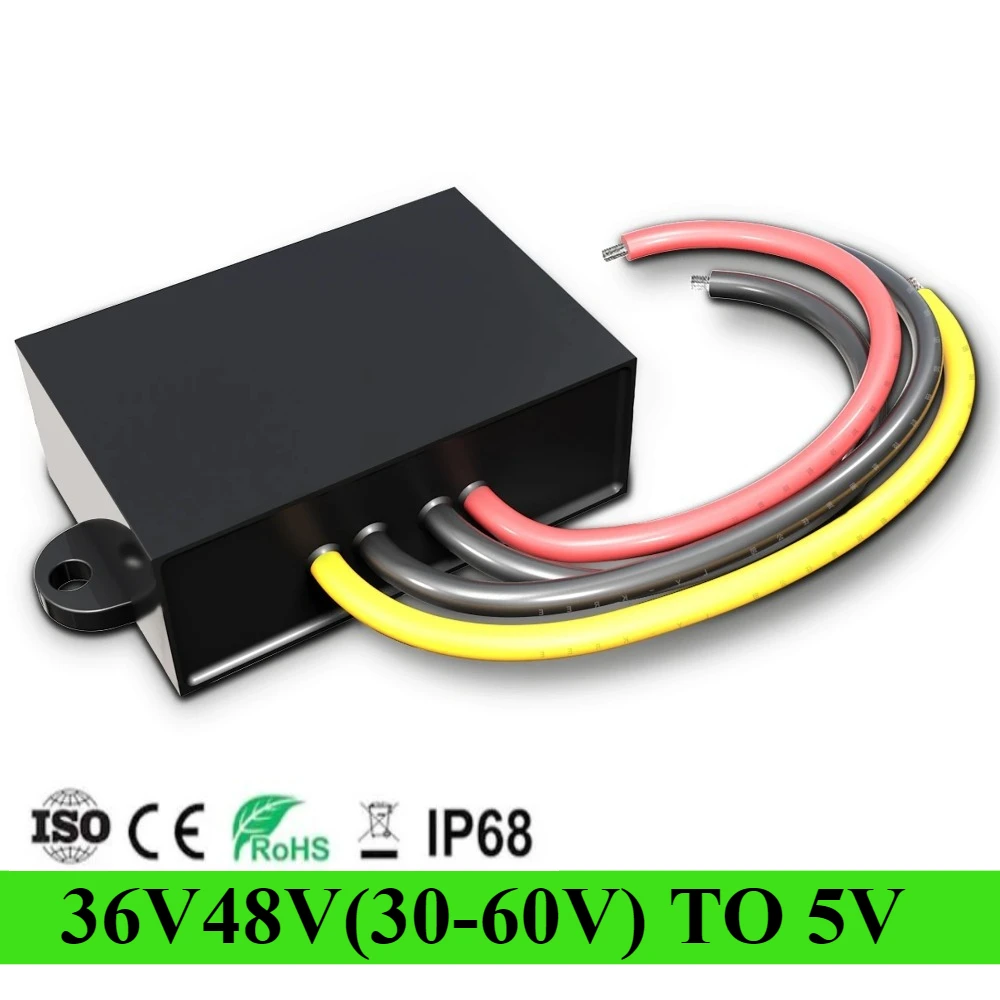 12V 24V 36V 48V 60V to 5V 5A 8A 10A DC-DC Step Down Voltage Power Converter 48V to 5V 10A 50W Buck Module Waterproof CE