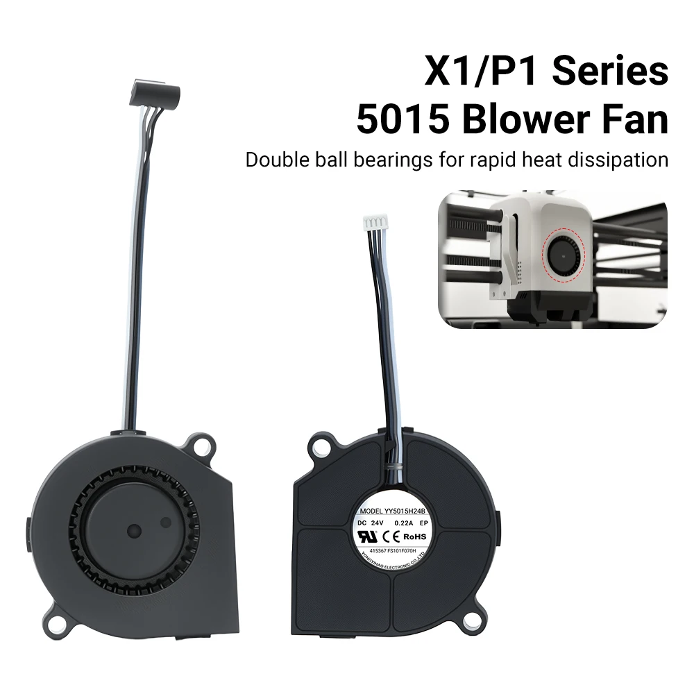 

P1/X1 Series Front Housing Assembly 5015 Blower Fan For Lab X1 X1C P1P P1S Hotend Toolhead Front Cover Fan 7800 RPM Upgrade