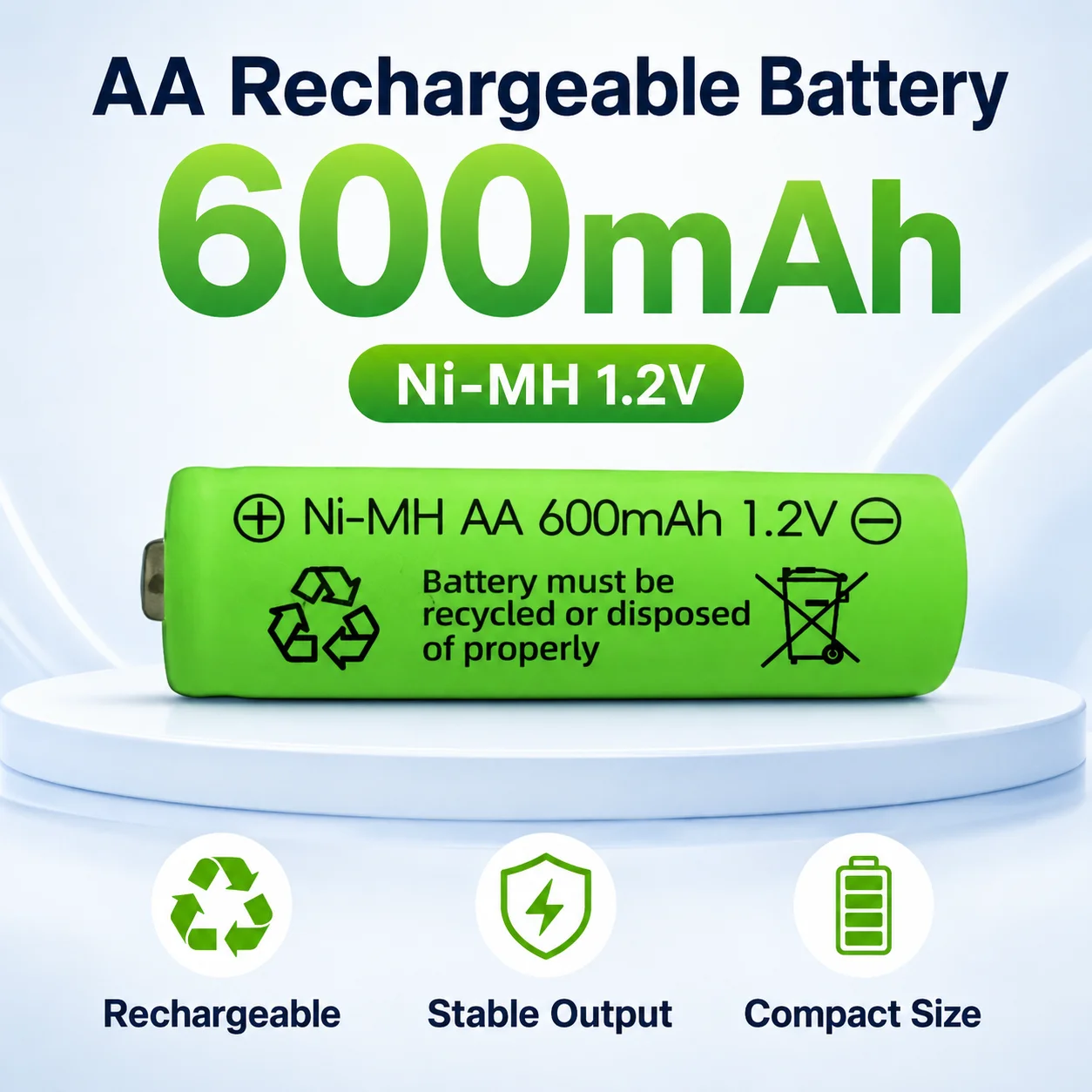

Ni‑MH AA Rechargeable Battery 600mAh 1.2V No.5 Battery For Lawn Lights Garden Lights Toys Craft Decorative Lights