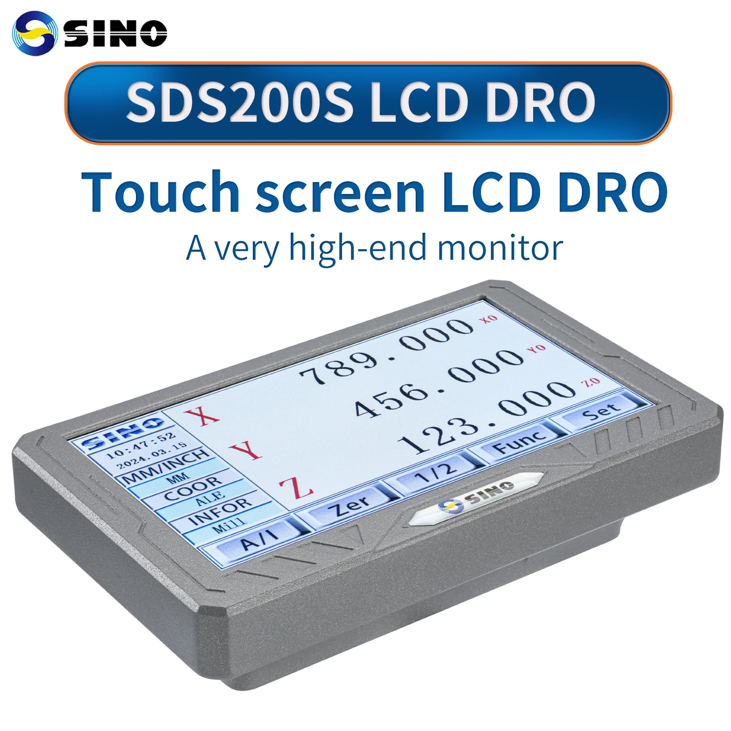 SINO Touch Screen 3 Axis LCD Digital Readout Supports 5 Language DRO Display Big Screen For Lathe Grinder Millilling