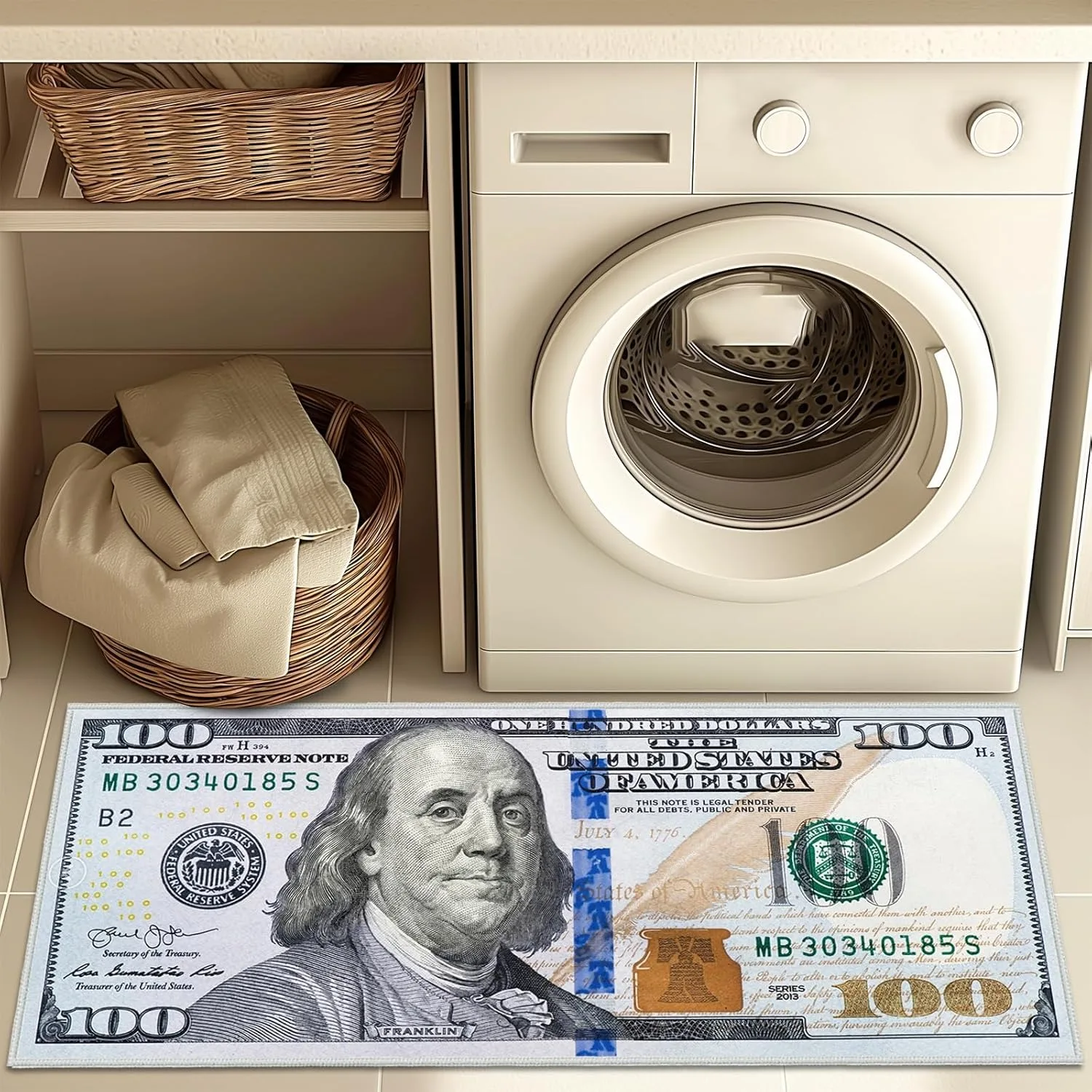 

Currency Area Rug New 100 Dollar Bill Design Doormat Non-Slip Doormat for Living Room Bedroom Kitchen Indoor Outdoor Carpets (New 100 Dollar, 23.6''x15.7'')
