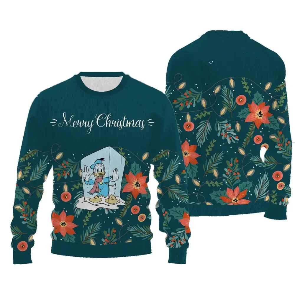 Christmas Funny Cartoon Pattern Printed Sweater for Women Long Sleeved Thick Style Pullover Casual Comfortable Female Sweatshirt