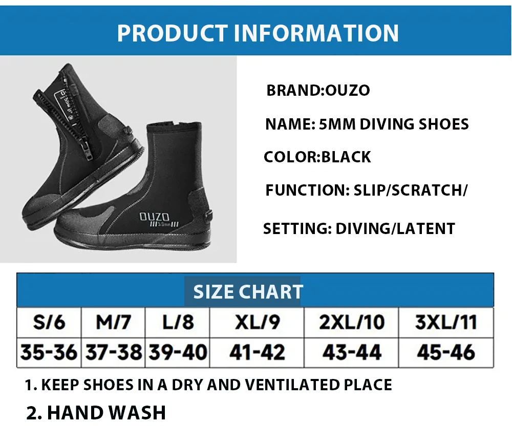 5 mm Neopren-Tauchstiefel, rutschfeste Sohle, Outdoor-Sport, Wassersport, Tauchen, Schnorcheln, Surfen, Schwimmen, Bootfahren – Detail 3