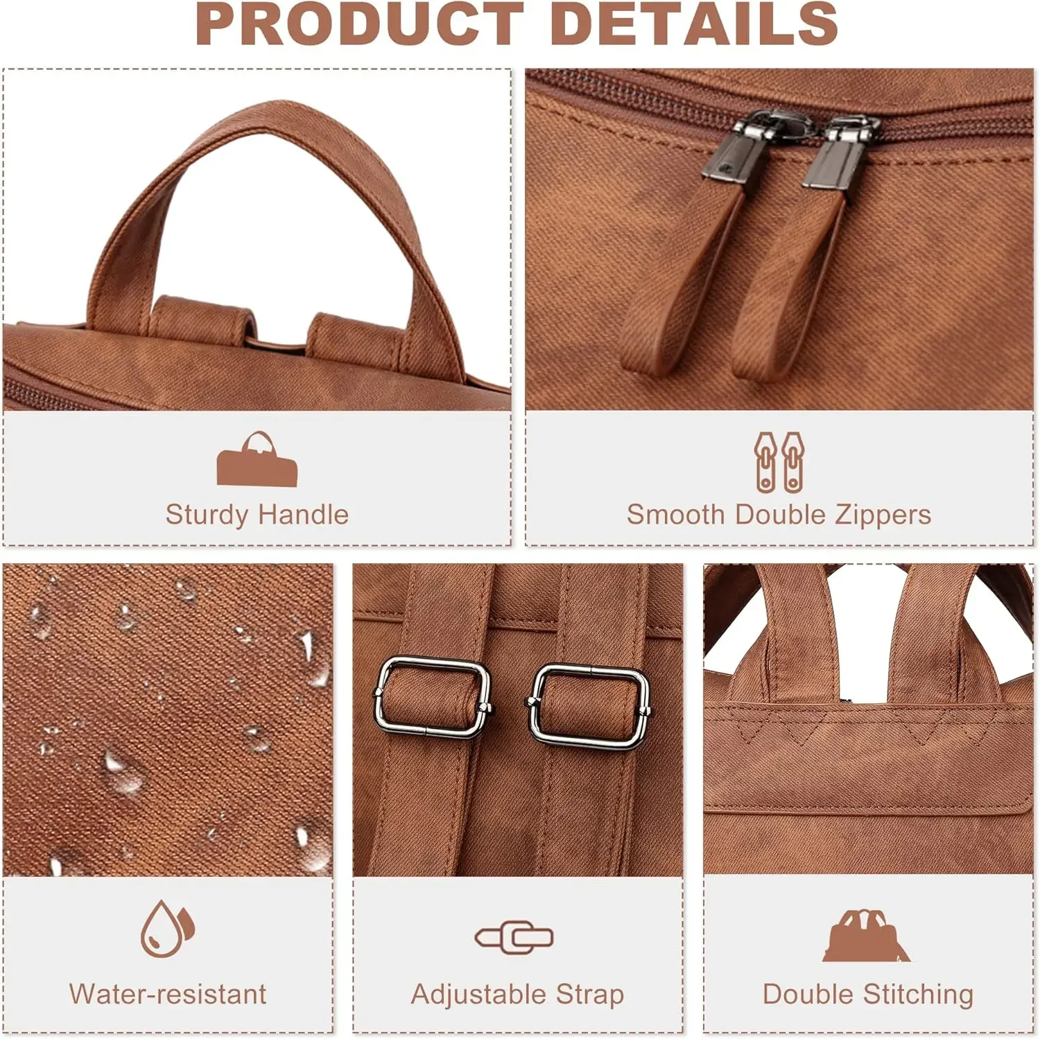 Obrázek 6: Batoh měšec pro ženy, pu kůže výtvarník cestovní batoh, móda práce dámy bedra brašna kabelka