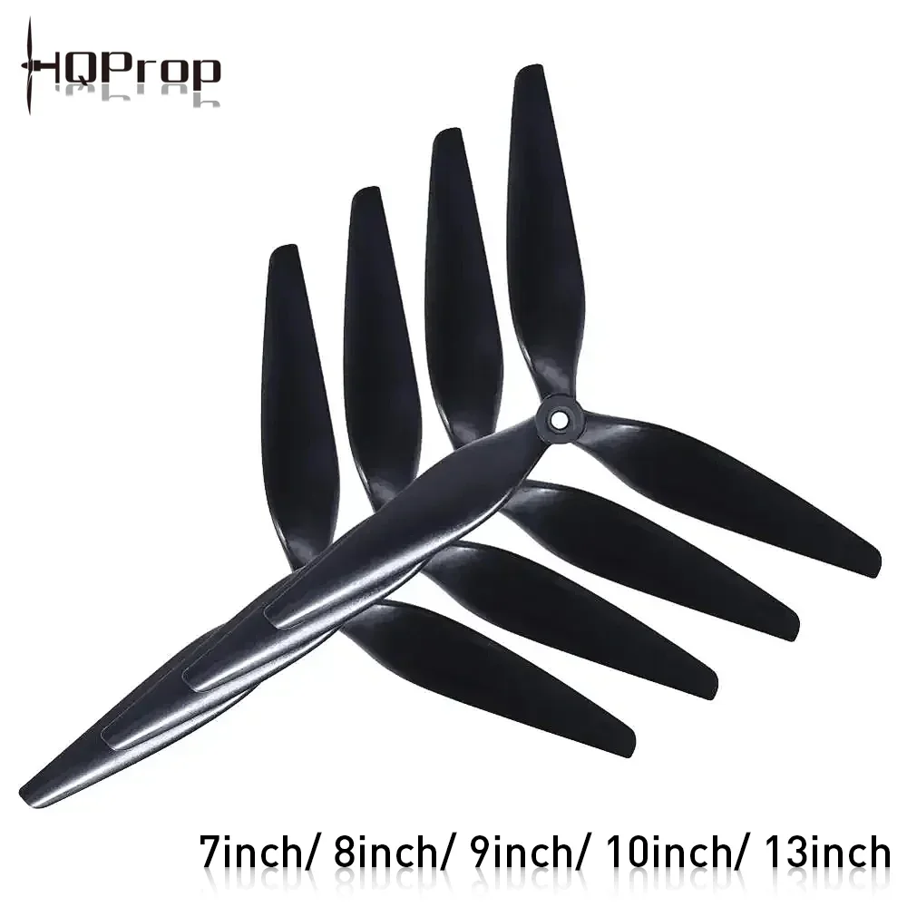 HQ Macroquad Prop 7inch/ 8inch/ 9inch/ 10inch/ 13inch 3 Blade / Tri-blade Black-carbon Reinforced Nylon Propeller for FPV Drone