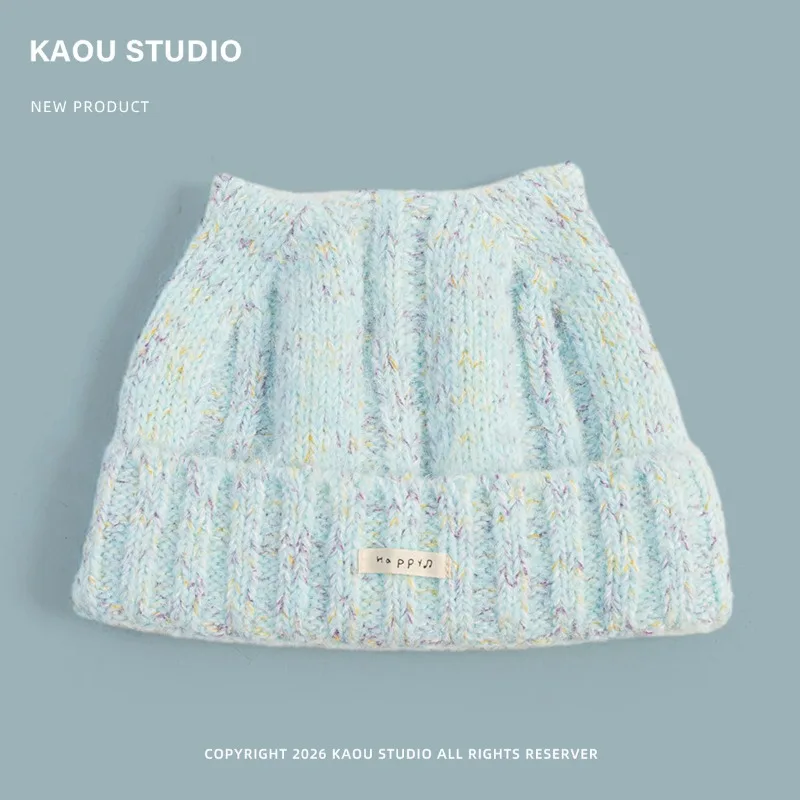 Koreanische Süße Strickmütze für Damen, Herbst und Winter, Warm, Mehrfarbig, Niedliche Katzenohren, Vielseitig Einsetzbar, Ohrenschutz für Radfahrer, Beanie-Mützen – Detail 4