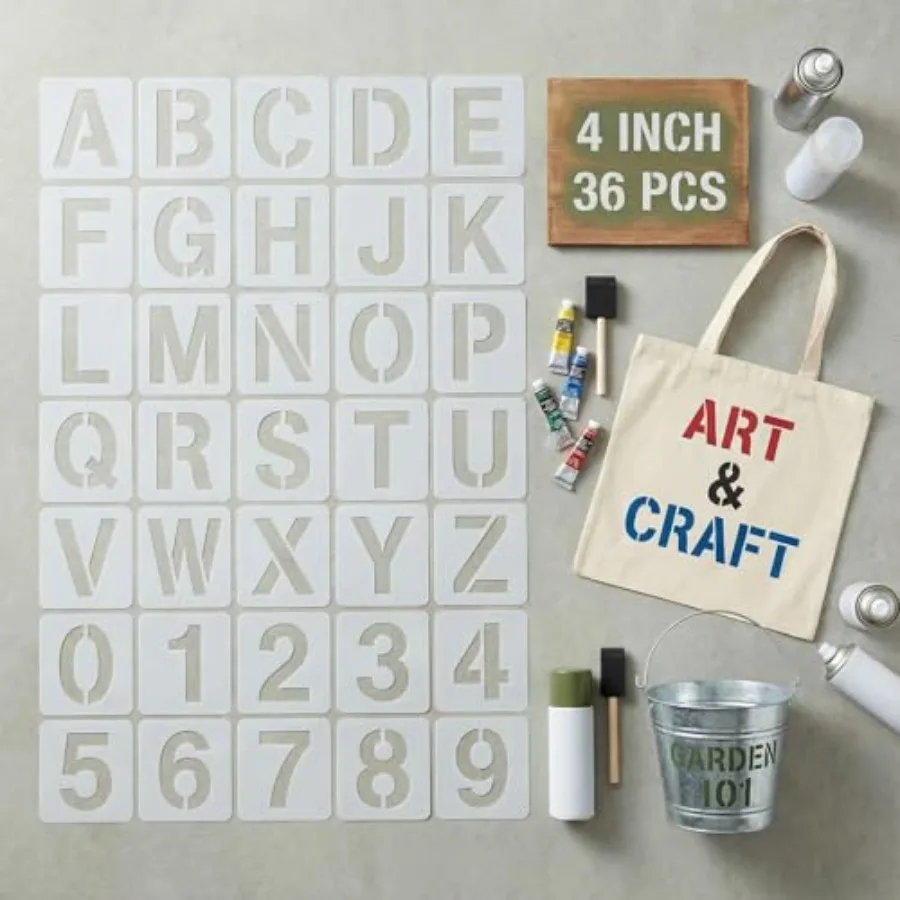 

Шаблоны для букв высотой 4 дюйма (10 см) и шаблоны для цифр высотой 5,1 дюйма (13 см) - 36 штук больших шаблонов для букв для рисования на дереве, многоразовые пластиковые шаблоны алфавита и цифр.