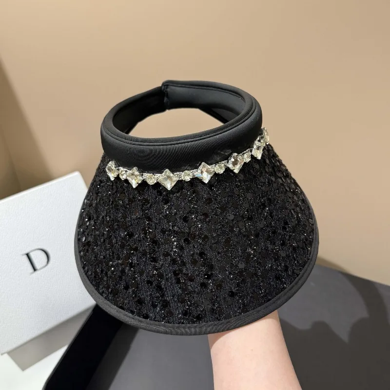 

Блестящая повязка на голову со стразами, козырек для женщин UPF50 +, легкая утягивающая шляпа от солнца на открытом воздухе, складная шляпа от солнца для пляжного отдыха, бесплатная доставка ​ ​