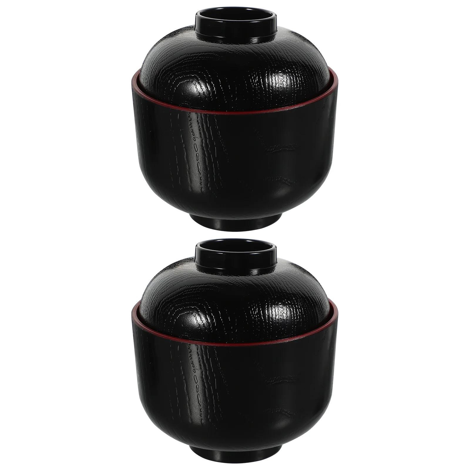 

2 PC Textured Finish Bowl with Lids Snack Ramen Japanese Style Cover Small Soup