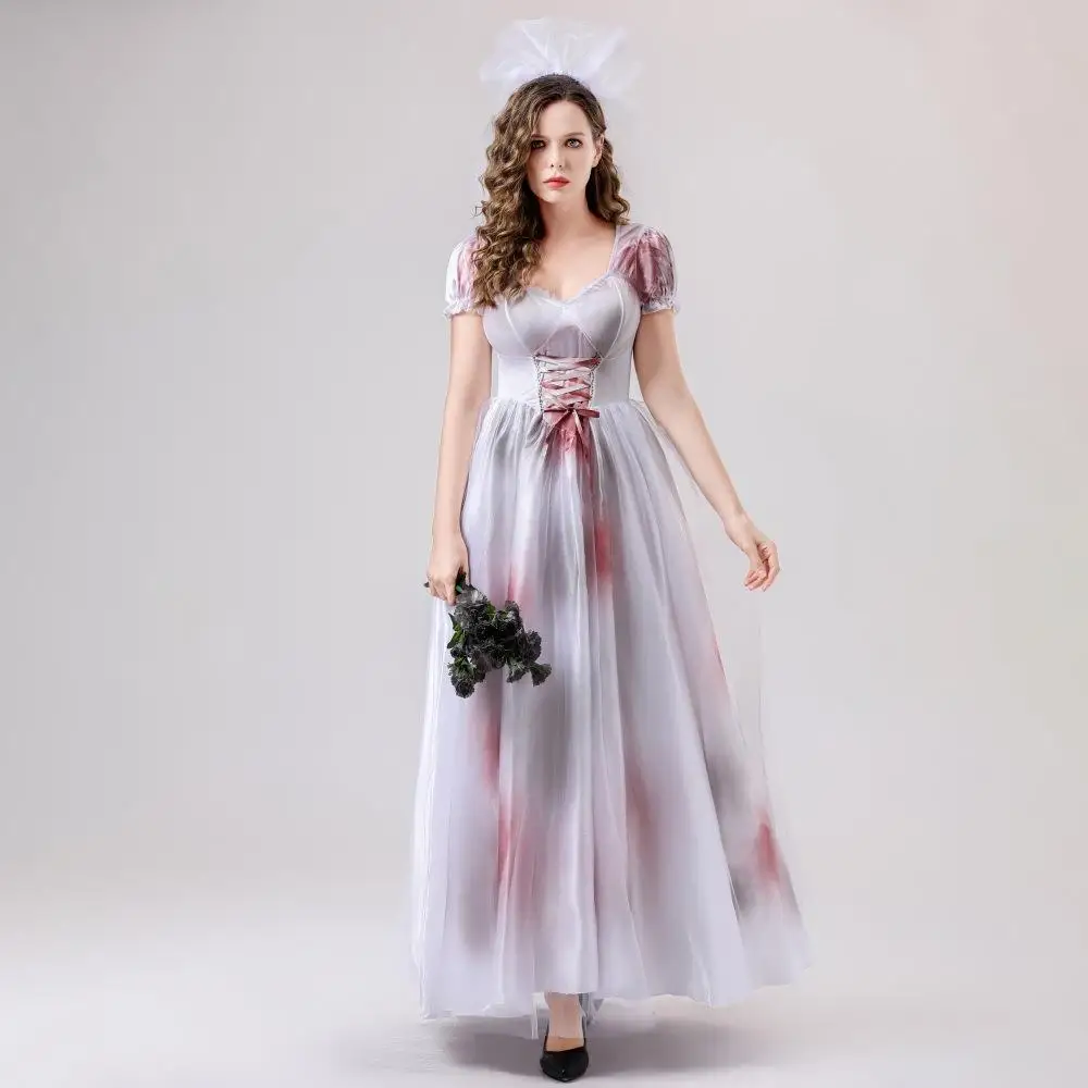 

2025 New Adult Women's loween Cosplay Ghost Bride Dr Masquerade Ball Stage Performance Costume Women's Faion Wedding ...