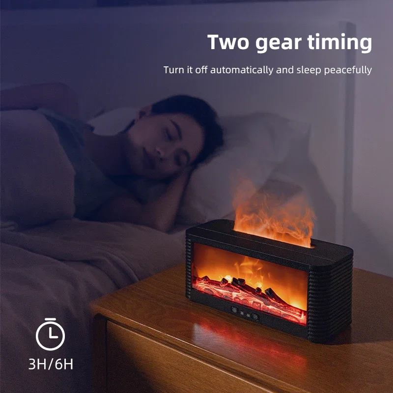 FirmHome Store250ml Essential Oil Diffuser, Home 3D Simulation Fireplace Essential Oil Ultrasonic Humidification And Fragrance M