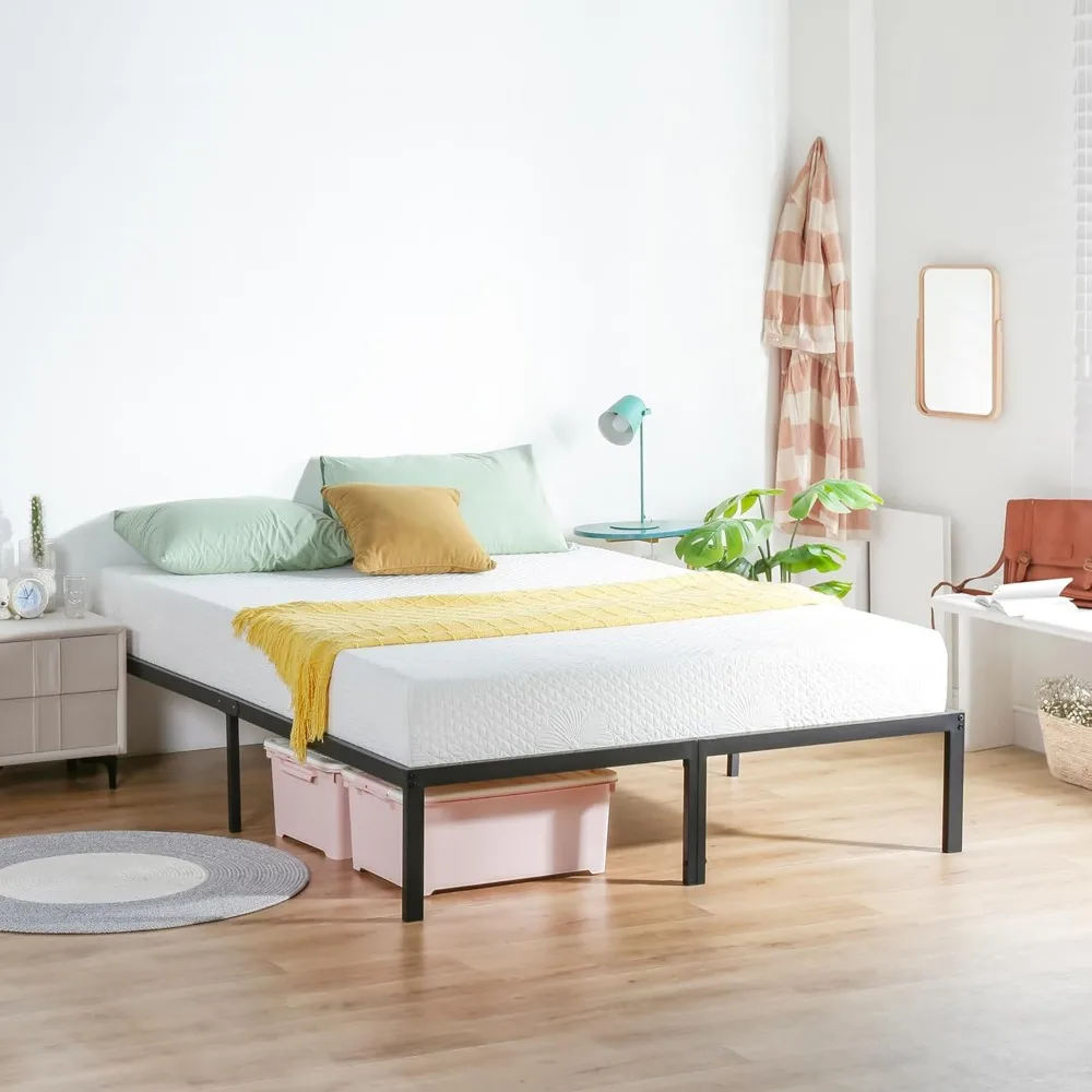 Struttura letto a doghe in acciaio da 14 pollici con supporto antiscivolo e facile montaggio per una base per materasso silenziosa e robusta