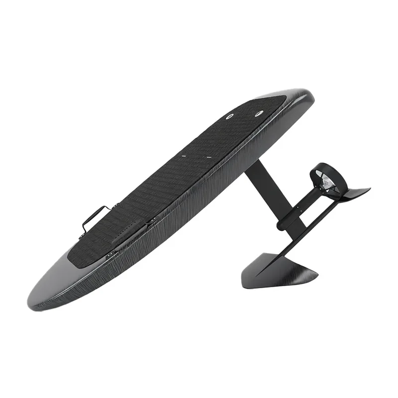 Carbon fiber electric surfboard, floating water ski, hydrofoil board, underwater propulsion.