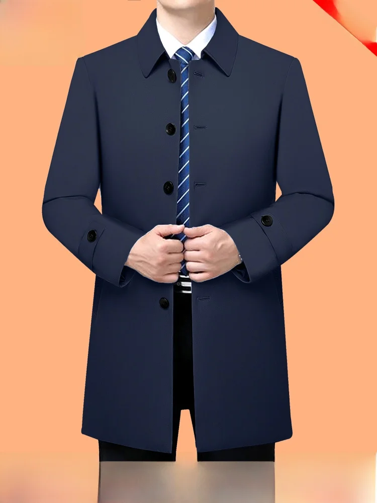 

Pierre Cardin Men's Mid-Length Jaet Spring Autumn Busin Casual Admin Coat Classic Collar Button Decorated Polyester